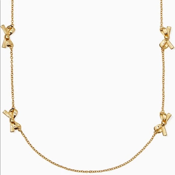 NWT Kate Spade Skinny Bow Scatter Gold Necklace - Picture 1 of 3